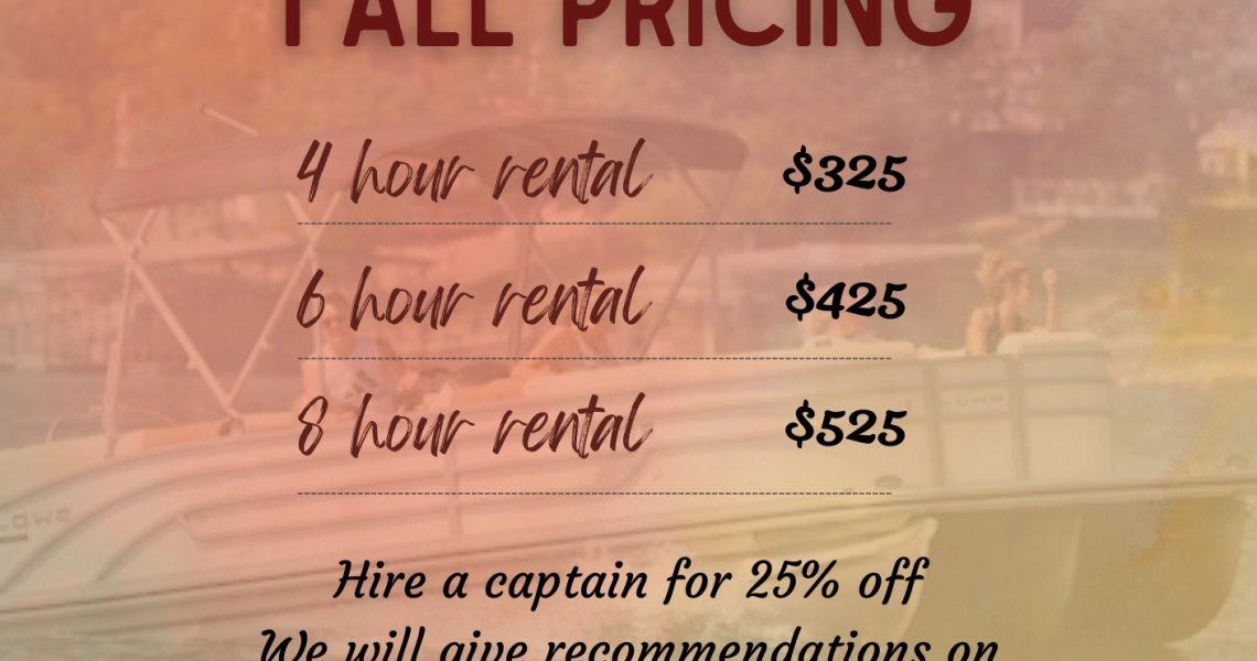 fall boat rental prices at lake of the ozarks